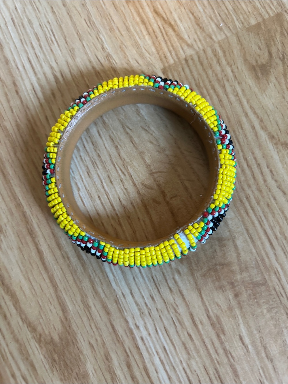Yellow Beaded Women's Bangle Bracelet